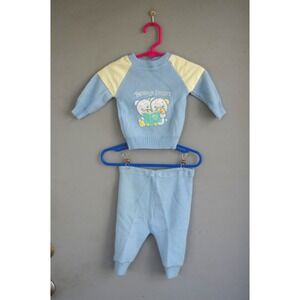 Vintage Baby Boy Childwise‎ 2 piece set Beary Smart Bears Blue Sweater Pants NB